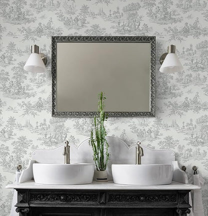 NextWall Chateau Toile Peel and Stick Wallpaper (Argos Grey)