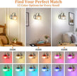 Rechargeable Battery Operated Wall Sconce Set of Two with Amber Glass Lampshade, Wireless Wall Scone Decor with Remote Control, 15 Colors Brushed Nickle Wall Light for Bedside Hallway Bedroom Doorway