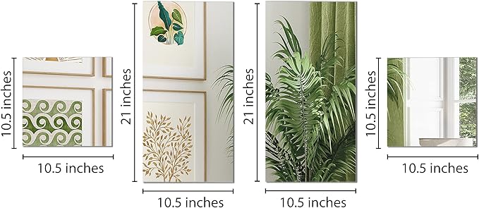 Americanflat Adhesive Mirror Tiles - Set of 4 - Frameless Rectangular and Square Mirrors for Wall or Home Decor - Peel and Stick Mirrors - Modern Glass Mirror for Bathroom, Bedroom, Living Room
