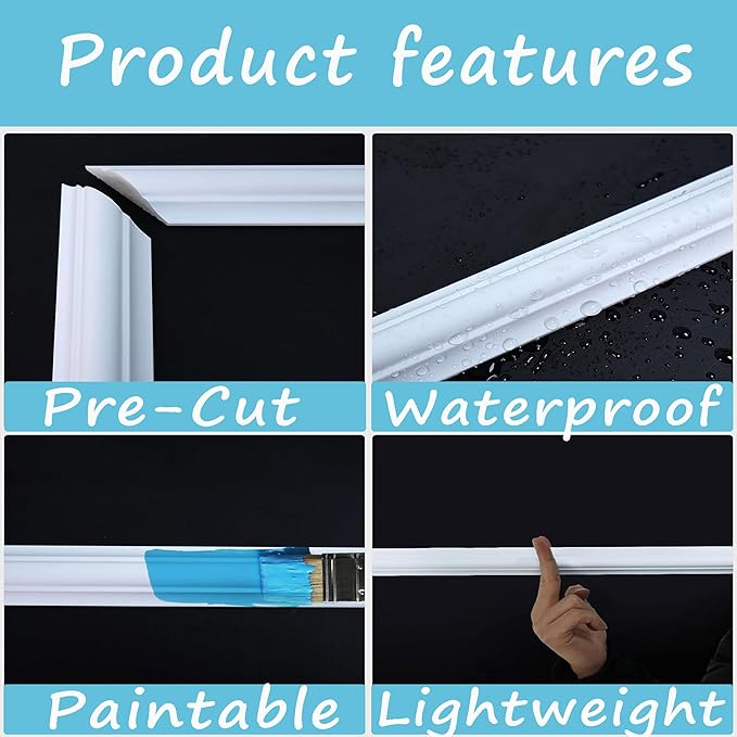 3 PCS Premade Wainscoting Panels Accent Wall Panels For Interior Wall Decor Easy DIY Build And Batten Chair Rail & Picture Frame Door Decor (8 x 16 in)