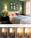 Battery Operated Wall Sconce Set of Two, Gold Rechargeable Wall Sconce, 13000mAh Wireless Wall Sconce with Remote, No Wire Dimmable Wall Lamp/Light for Bedroom,Living Room
