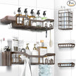 Shower Caddy Adhesive Shower Organizer 7-Pack, Rustproof Stainless Steel Bathroom Shelves, Large Capacity No-Drill Rack Storage Accessories with Soap Dish Toothbrush Holder Hooks
