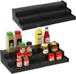 Spice Rack Organizer for Cabinet 2 Pack, 3 Tier Expandable Bamboo Spice Storage for Kitchen Cupboard Pantry, Black