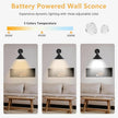 Vintage Black Wireless Battery Operated Wall Sconces, Cordless LED Wall Lights Set of 2 with Remote Control, for Bedroom, Farmhouse, Gallery - Easy Setup, Adjustable Brightness, Long-Lasting Battery