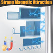 Magnetic Spice Rack for Refrigerator, 10 Pack Metal Magnetic Shelf, Moveable Spice Organizer with Hook Rack, Paper Towel Holder, Kitchenware Holder, Strong Magnetic Storage Fridge Organizer Blue