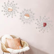 Uaussi 3 Pack Crystal Sunburst Wall Mirror Décor Rhinestone Mirrors Decorative Home Wall Art for Living Room Bedroom Entryway(Flower+Sunburst Silver)