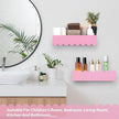 Wood Floating Shelves for Wall,Nursery Bookshelf,Kids Book Shelf,Baby Toys Storage Decor Organizer Wall Mounted for Living Room Bedroom,Wavy Edge,Preassembled,2 Pack,Scalloped Pine(Pink)