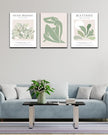 Matisse Sage Green Framed Wall Art,Abstract Green Canvas Wall Decor.12x16in Plants Botanical Poster Prints,Minimalist Classic Home Decoration for Living Room Bedroom Bathroom Office,Set of 3
