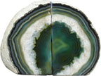 Nature's Decorations Green Agate Bookends – A+ Grade Geode Heavy Duty Decorative Stone Crystal for Shelves & Bookcases, Natural Polished Bookshelf Decor, 1 Pair 4-6Lbs