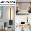 ZEROUNO Modern Plug in Wall Sconce Indoor Wall Light, Minimalist LED Line Wall Lamp with Switch, Adjustable Matte Black Wall lamp for Living Room Bedroom Hallway Reading etc
