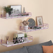 Floating Shelves Set of 3, Home Wood Wall Shelf, Farmhouse Shelf for Bedroom, Wall Mounted Floating Shelf for Living Room, Bedroom, Bathroom, Kitchen, Office (Pink)