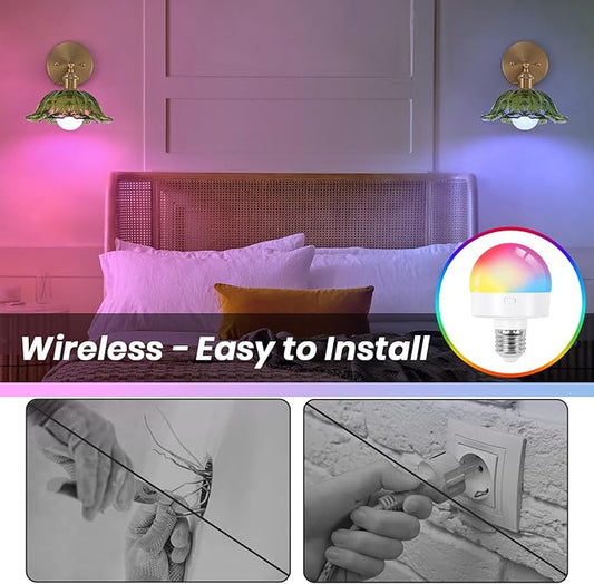 Vintage Wall Sconce, Battery Operated Wall Sconce with Green Glass Lampshade, Indoor not Hardwired Wall Sconces with Remote, Rechargeable RGB Vintage Wall Lamp, for Bedroom Living Room, etc