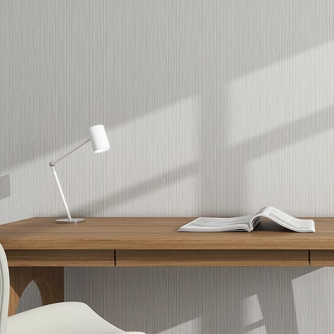 Grasscloth Textured Wallpaper Peel and Stick 24inX393in Fabric Wall Paper Upgraded Thick Self-Adhesive Vinyl Contact Paper for Home Use(Beige Grey)