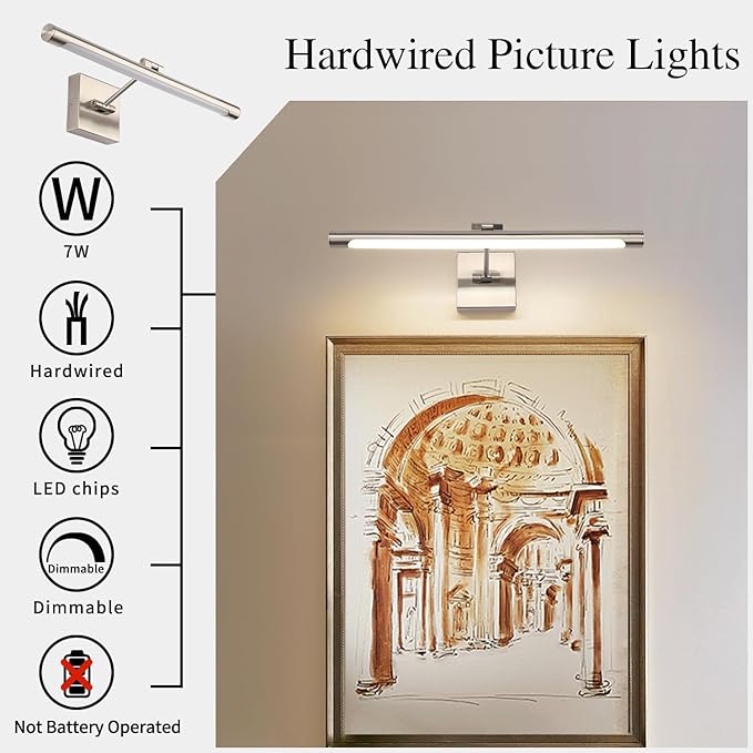 Joosenhouse LED Picture Lights Hardwired Dimmable 16.53