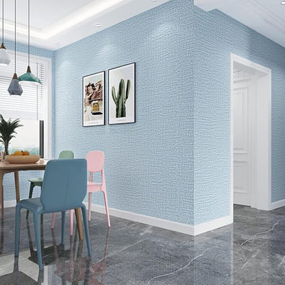 Yancorp 15.7"x394" 32.8ft Textured Fabric Wallpaper Faux Grasscloth Peel and Stick Wallpaper Self-Adhesive Linen Removable Cabinets Blue