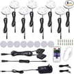AIBOO Kitchen Under Cabinet Lighting LED 12Vdc 8 Pack Black Cord Aluminum Puck Lights for Counter Closet Furniture Shelf Lighting Dimmable with RF Wireless Remote Control(6000K Daylight White)