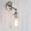 PERMO Vintage Industrial Pole Wall Mount Mini Single Sconce Metal Wall Sconces Fixture (Brushed)