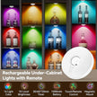 Rechargeable Puck Lights with Remote, 3 Pack Magnetic Under Cabinet Lighting, 1500mAh Battery Operated LED Tap Lights with Dimmer & Timmer for Kitchen, Closet, Shelf - 3 Color Temps & 12 RGB, White
