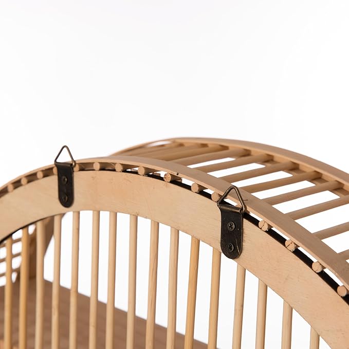 Vintiquewise Decorative Rattan Round Display Shelf with 2 Shelves for The Dining Room, Living Room, or Office.