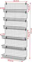 JKsmart 6-Tier Spice Rack Organizer with Door Hook, Wall Mounted & Over the Door Spice Racks for Kitchen Pantry Door Cabinet, Two Size, Large Capacity, Black