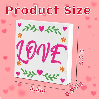 Valentines Table Decor, Happy Valentine's Day Home Office Sign for Porch Tiered Tray Shelf Party, Romantic Gifts Decorations for Wife Daughter Dad Husband Women