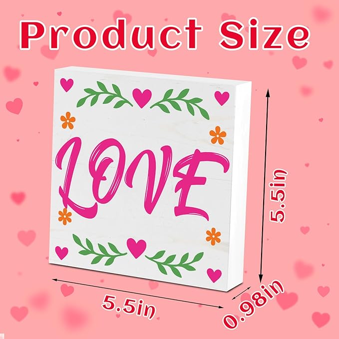 Valentines Table Decor, Happy Valentine's Day Home Office Sign for Porch Tiered Tray Shelf Party, Romantic Gifts Decorations for Wife Daughter Dad Husband Women