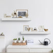 32 Inch Picture Ledge Shelf with Lip,Floating Shelves for Wall, Set of 2 Solid Pine Wood Shelves with Invisible Brackets, Wall Storage for Living Room, Bedroom, Kitchen, Bathroom(White)