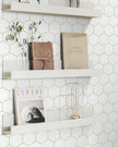 Peel and Stick Wallpaper Gold Geometric White Hexagon Wallpaper Contact Paper 17.3”×78.7”Self Adhesive Wallpapers Removable for Bedroom Decorative Shelf Drawer Liner Roll Waterproof