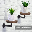 5.9inch Wall Mounted Floating Shelves Round Display Rack with Metal Industrial Pipe Brackets, Rustic Wood Shelving for Bedroom, Bathroom, Living Room, Kitchen, Set of 2