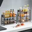 IBUYKE 3-Tier Spice Rack Industrial Counter Shelf Desktop Storage Organizer Standing Seasoning Rack for Countertop Kitchen Office Living Room Desktop Rustic Brown UTLJ021H