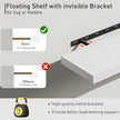 Fun Memories 48Inch Floating Shelves, 9.3Inch Deep Rustic Wall Shelves - Extra Deeper & Thicker Wall Mounted Storage Shelf for Kitchen, Farmhouse - Set of 2 - Rustic White