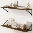Fun Memories Deep Floating Shelves for Wall, 36W x 8D Wall Mounted Shelves Set of 2, Wide Display Ledge Shelf with Sturdy Metal Brackets for Living Room, Bathroom, Bedroom and Kitchen, Rustic Brown