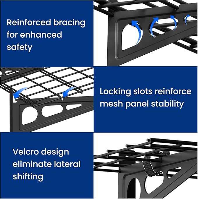 FLEXIMOUNTS 1x3ft Garage Shelving Wall-Mounted, 1-Pack Heavy-Duty Wall Shelving, Holds Up to 150 lbs, Garage Storage Rack for Organization & Storage Bins, Black, Classic Series