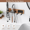Tindbea Hair Dryer Holder Curling Iron Holder Flat Iron, Blow Dryer Holder Wall Mount, Bathroom Hair Tool Organizer Rack for Universal Dryer (Sapele Wood Matte Metal, Matte Black)