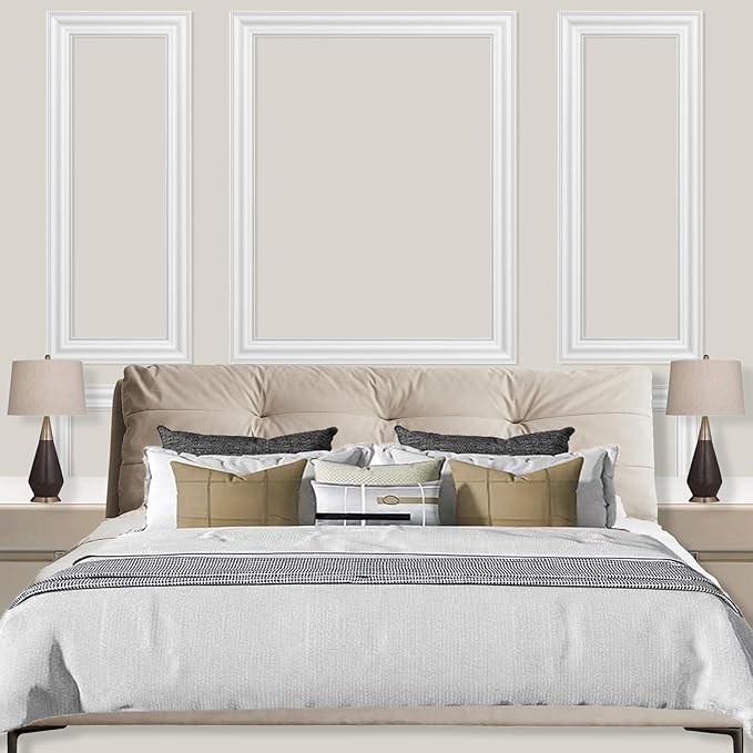 6-Frame Premade Accent Wall Molding Kit, Ready-to-Assemble Wainscoting Panels, Pre-Cut Chair Rail Moulding Trim for Home Décor