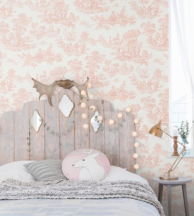 NextWall Chateau Toile Peel and Stick Wallpaper (Blush)