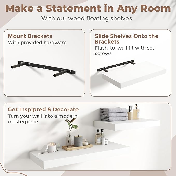 36 Inch Floating Shelves for Wall Set of 2, 12