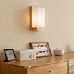 Modern Farmhouse Wall sconces 2-Piece Set Small Wood sconces White Frosted Textured Glass Wall Light Indoor Farmhouse Wall lamp for Bedroom Living Room and Hallway with E26 Base
