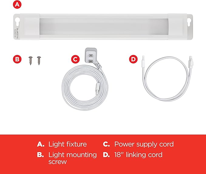 UltraPro 18 inch Plug-in Linkable Under Cabinet Lights, High/Low/Off, Warm White Light (2700K), LED Under Cabinet Lighting, Under Counter Lights for Kitchen, 44106