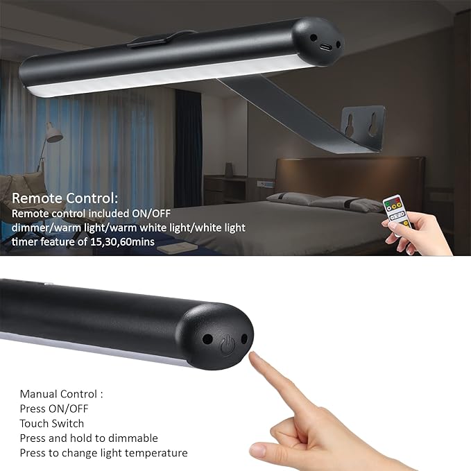 Wireless Picture Light Battery Operated,Rechargeable Painting Light with Remote Control,Metal Art Display Lamp,3 Modes,Dimmable Dartboard Light with Timer for Frame Picture Gallery,300LM