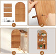 2 PCS Boho Wall Shelf with Screws, Wooden Rainbow Wall Shelves Mid Century Boho Arch Shelf, Boho Decor Shelves for Bathroom, Bedroom, Kitchen Decoraction and Storage (Wood-05)
