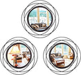 Cityelf 3 Set 13 Inch Black Circle Mirrors Wall Decor Iron Frame Wire Mirror Metal Circular Mirror Home Decor Hanging Mirrors for Room/Bedroom/Bathroom/Entryway