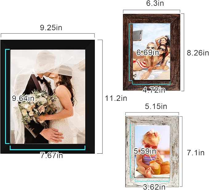 LUCKYLIFE Picture Frame Set 10-Pack, Gallery Wall Frame Collage with 8x10 5x7 4x6 Frames in 3 Different Finishes