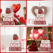 DIYDEC 4Pcs Valentine's Day Table Decoration Valentine Heart Wooden Block Signs Rustic Valentines Tiered Tray Decor Happy Valentine's Day Centerpiece Sign for Farmhouse Holiday Tabletop Party Decor