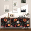 Vintage Floral Peel and Stick Wallpaper Dark Black Rose Floral Contact Paper 17.5'' x 393'' Waterproof Self Adhesive Boho Orange/Red Flowers Wall Mural Wall Paper for Bedroom Stair Cabinet Decor