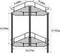 2 Tier Floor Standing Corner Shower Caddy Organizer Shelf with Hooks, Bathroom Shelves Stand Rack, Matt Black