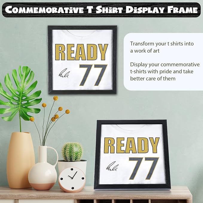 2 Pack T Shirt Display Frame, 11.3'' X 11.3'' Black Imitation Wood T Shirt Frame with 98% UV Protection Acrylic, 1