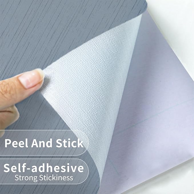 Grey Blue Grasscloth Peel and Stick Wallpaper 15.74" x 196.85" Textured Neutral Faux Grass Cloth Contact Paper Waterproof Wallpaper Vintage Removable Vinyl Wall Paper