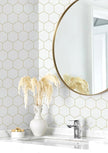 Hexagonal Wallpaper Geometric Peel and Stick Wallpaper 17.3”×393”Gold and White Contact Paper Decorative Shelf Drawer Liner Roll Waterproof