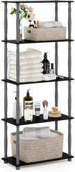 Furinno Turn-N-Tube 5-Tier Multipurpose Shelf / Display Rack / Storage Shelf / Bookshelf, Classic Tubes, Black/Grey